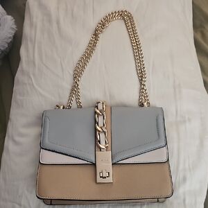Aldo Gray and Tan Chain Strap Shoulder Bag